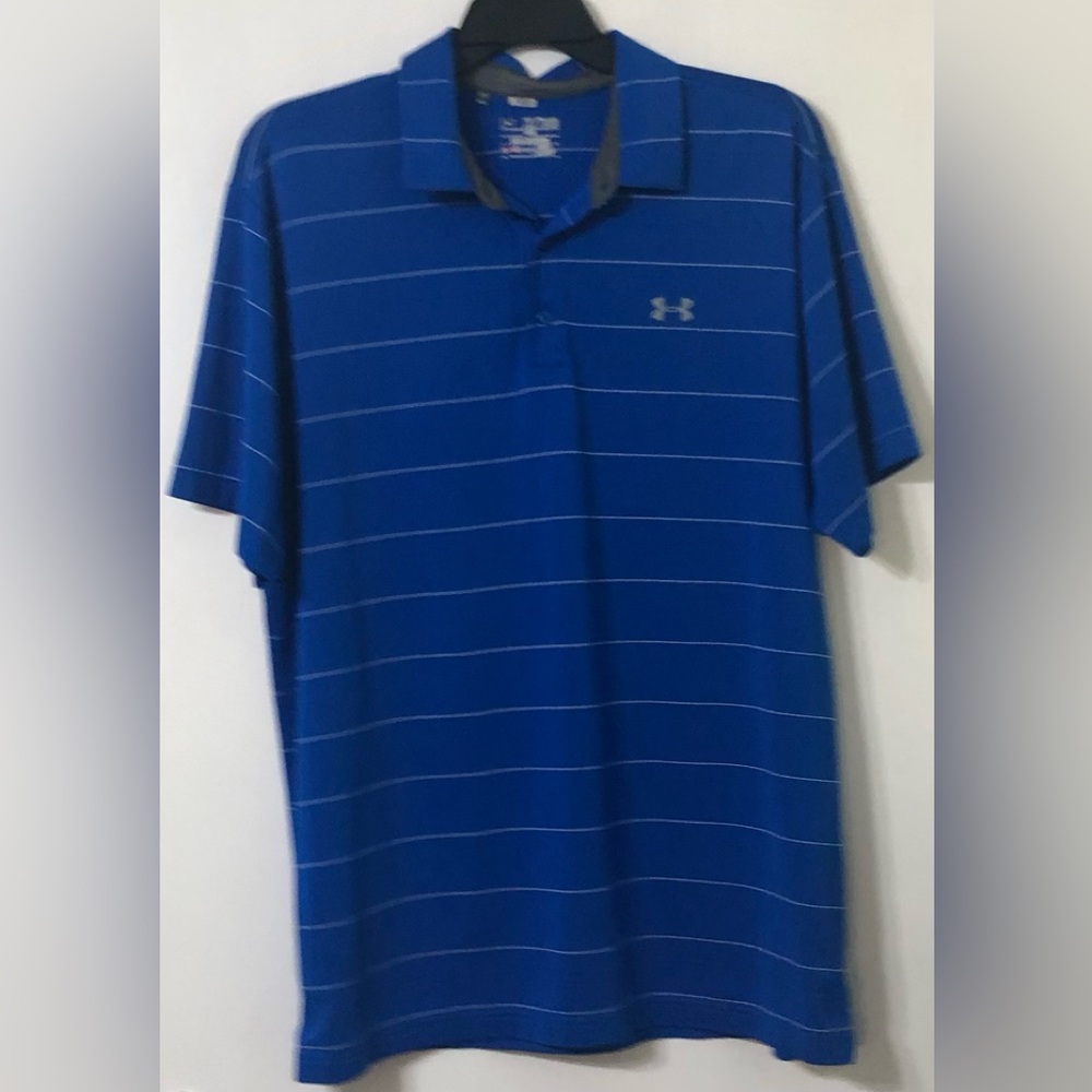 Under armour men’s collar-quarter shirt  buttons down short sleeve blue. 2XL